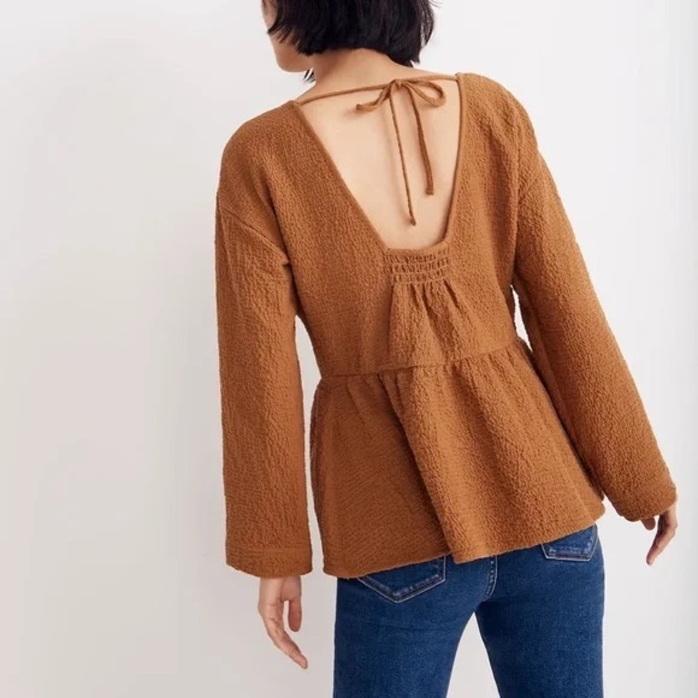 Black Madewell Open Back Peplum Top